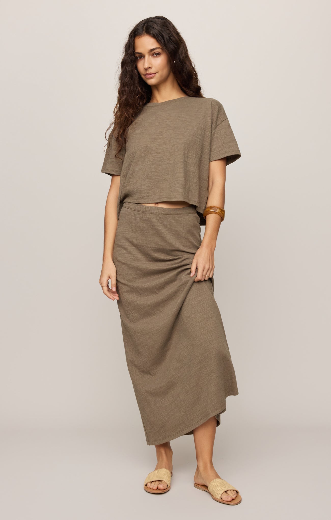 Delavine Textured Midi Skirt