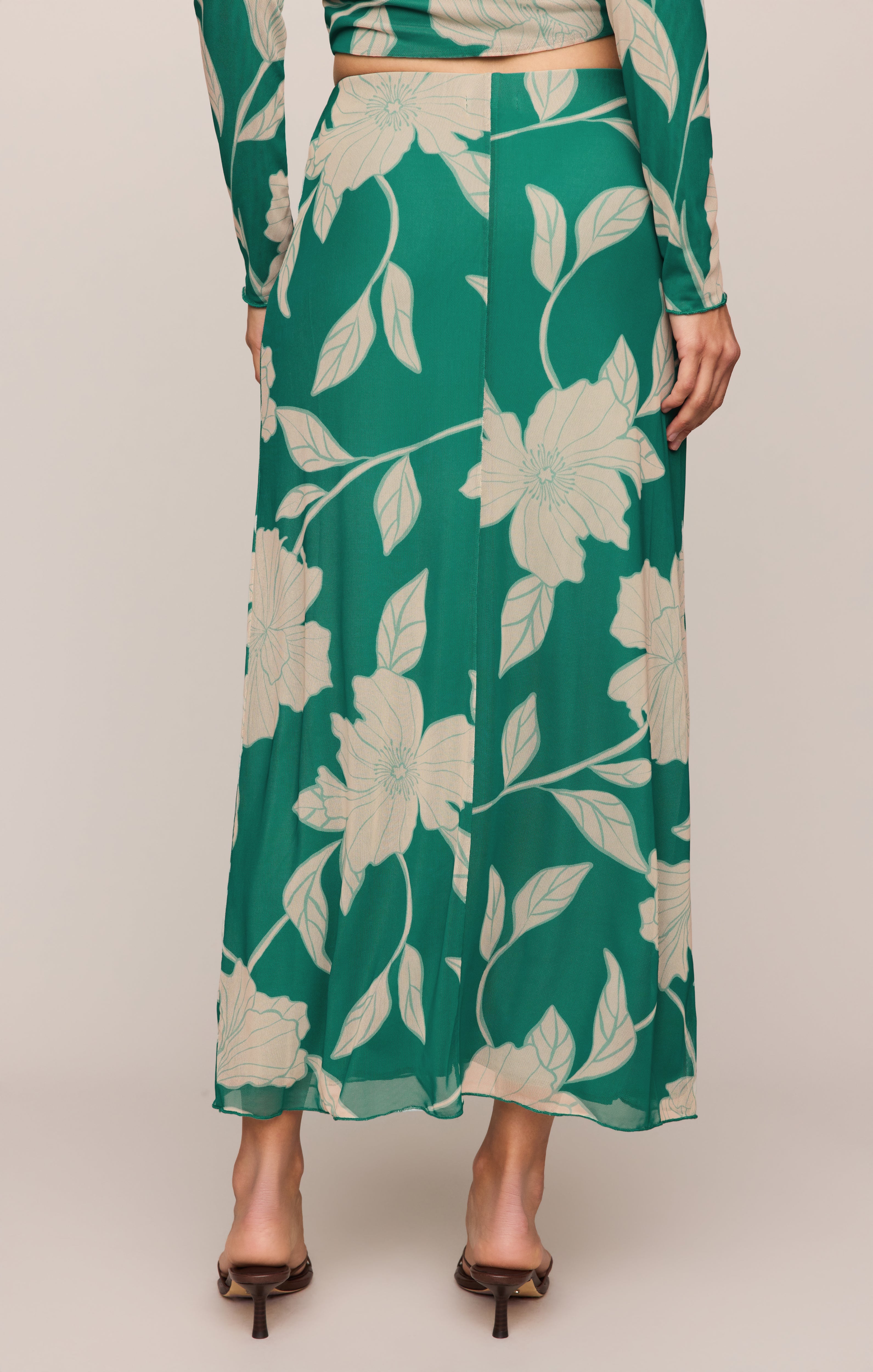 Eda Bloom Floral Mesh Maxi Skirt