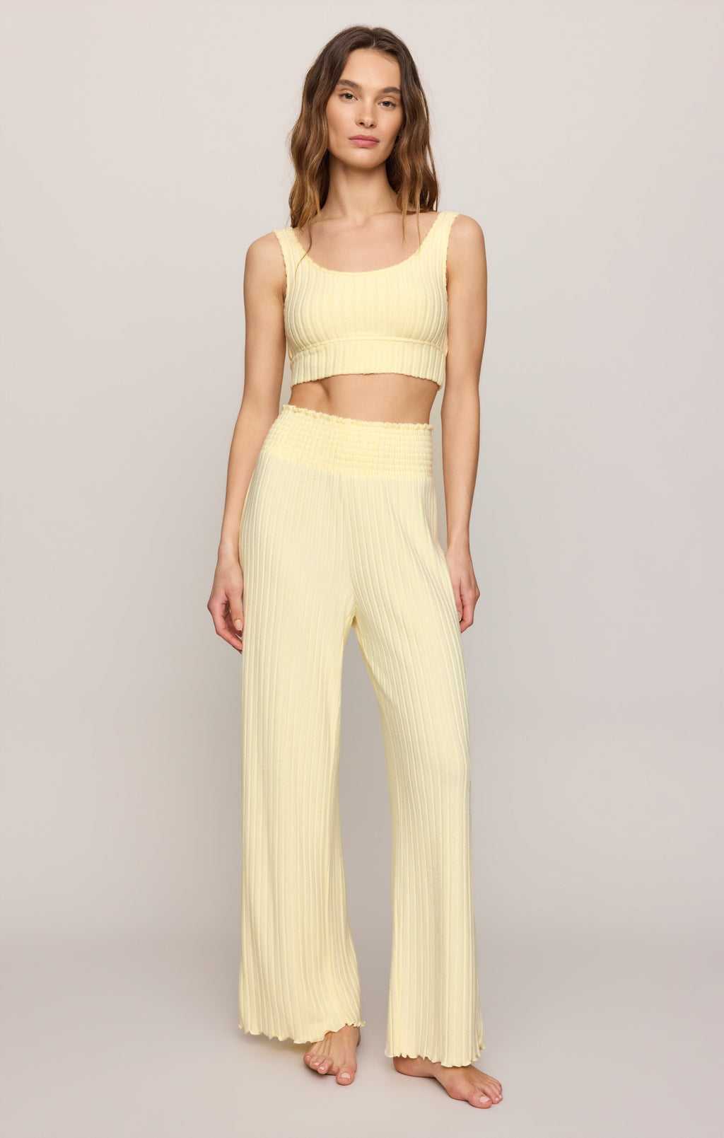 Dawn Smocked Silky Rib Pant