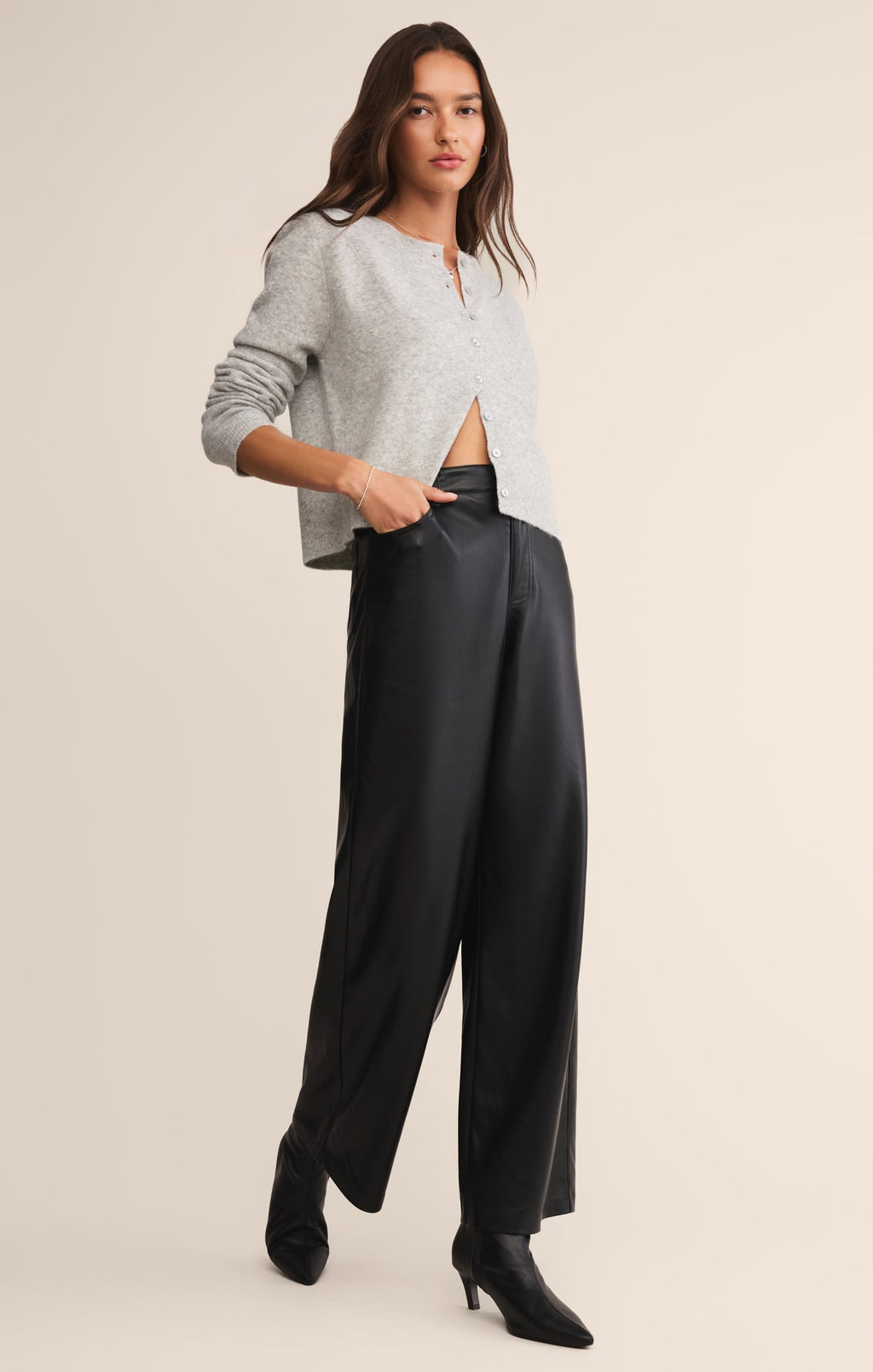 Marli Wide Leg Faux Leather Pant