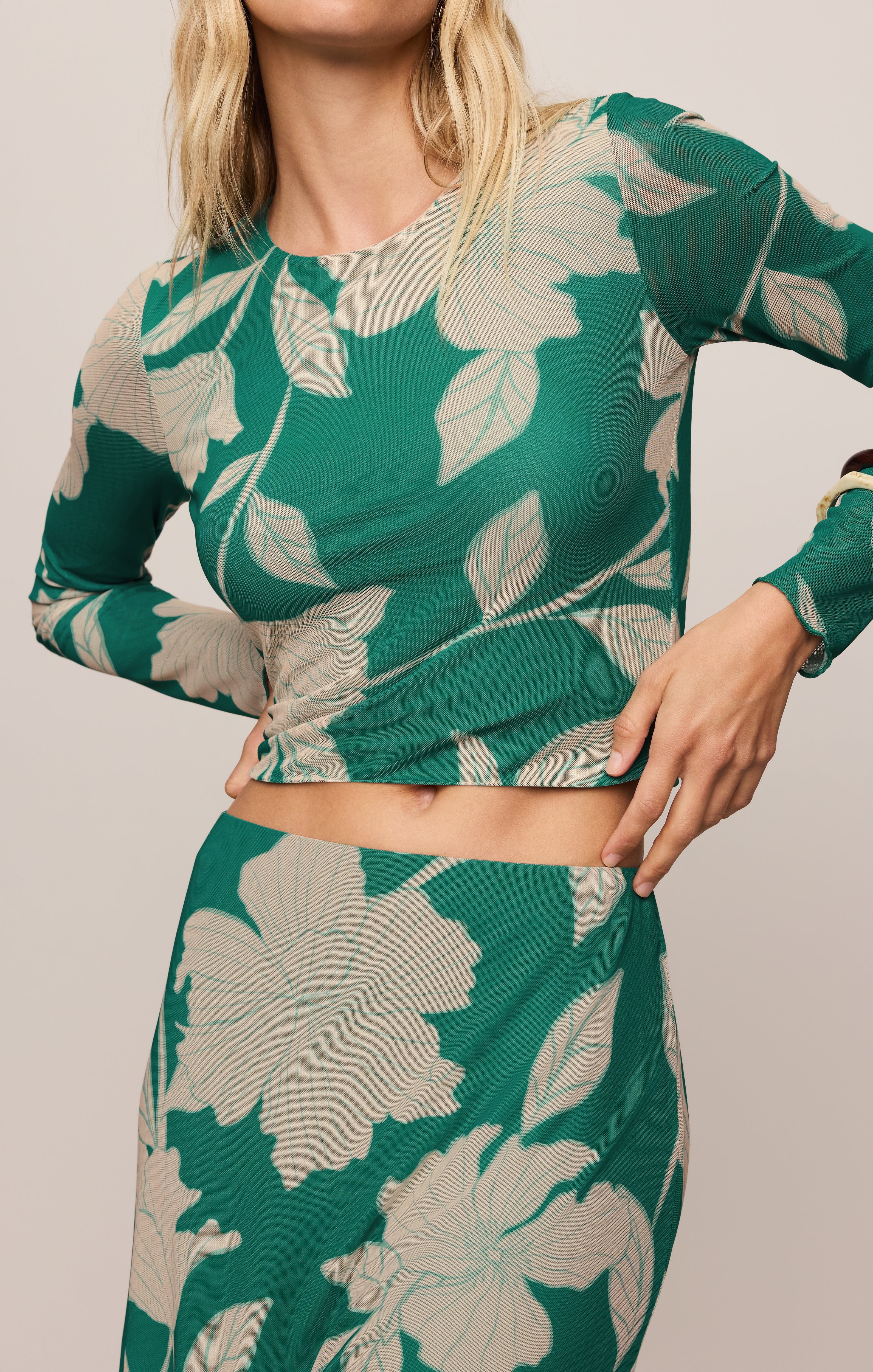 Taysha Bloom Floral Mesh Top