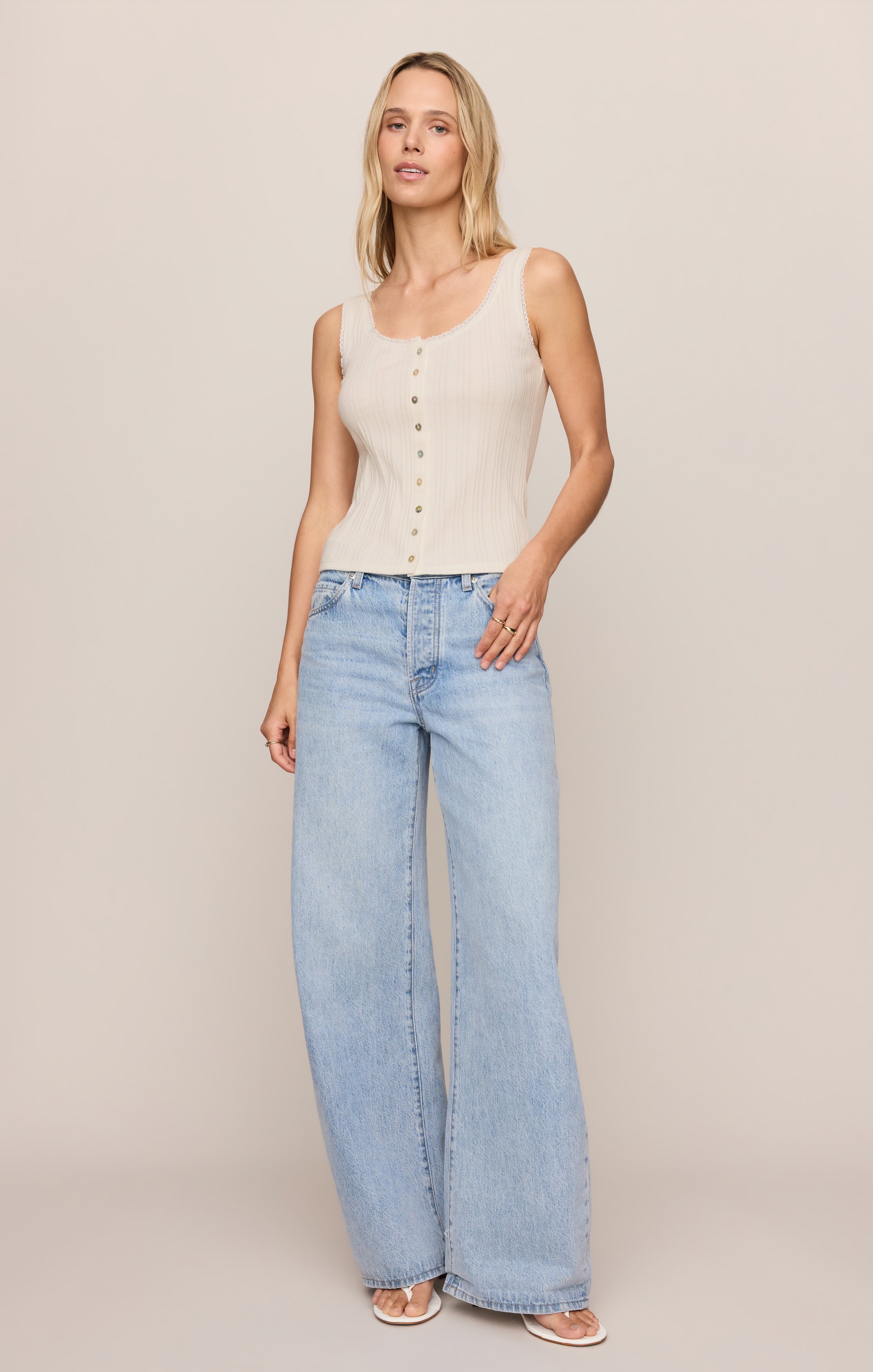 Lainey Pointelle Button Front Tank