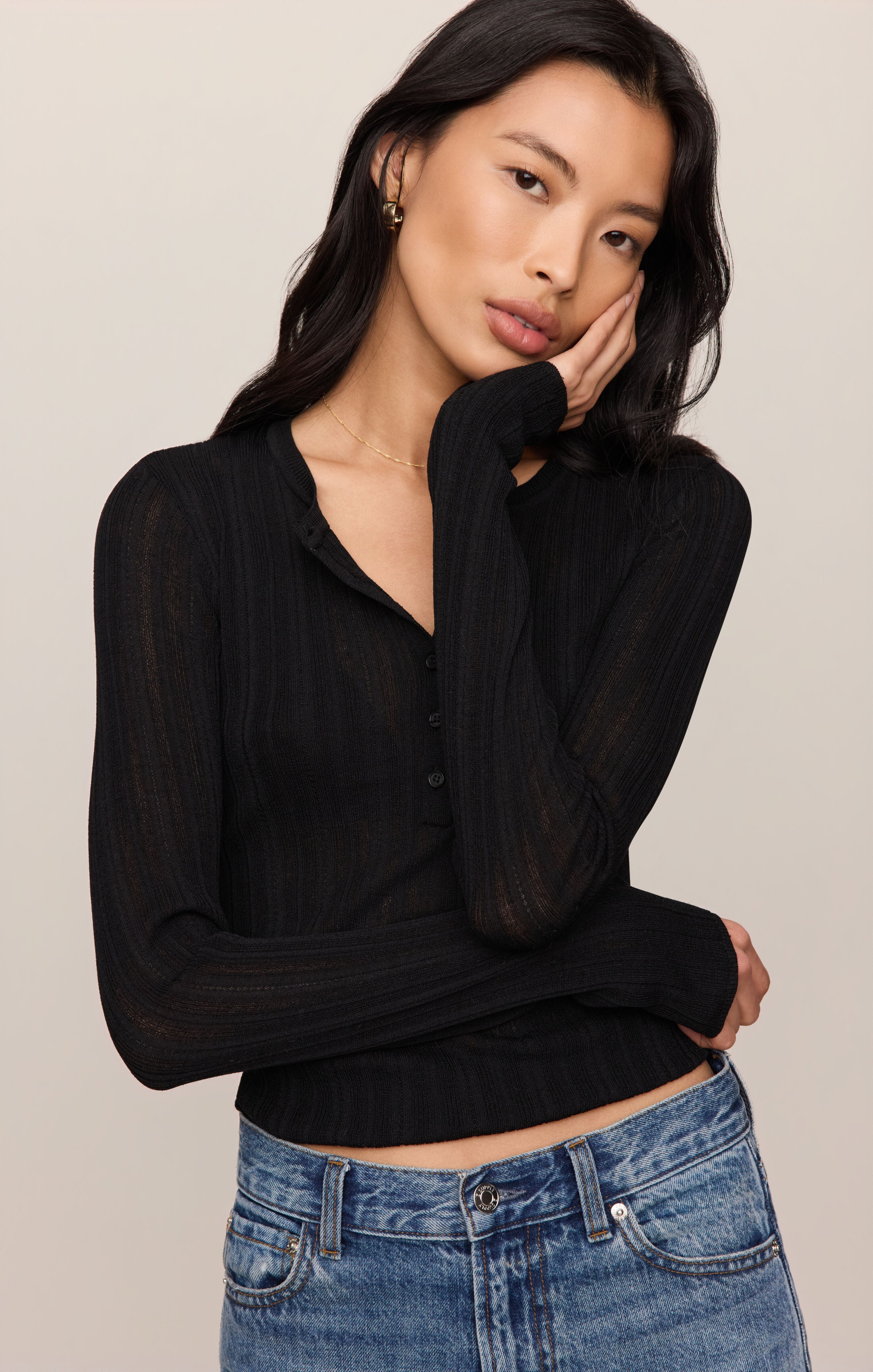 Rowena Fine Knit Henley